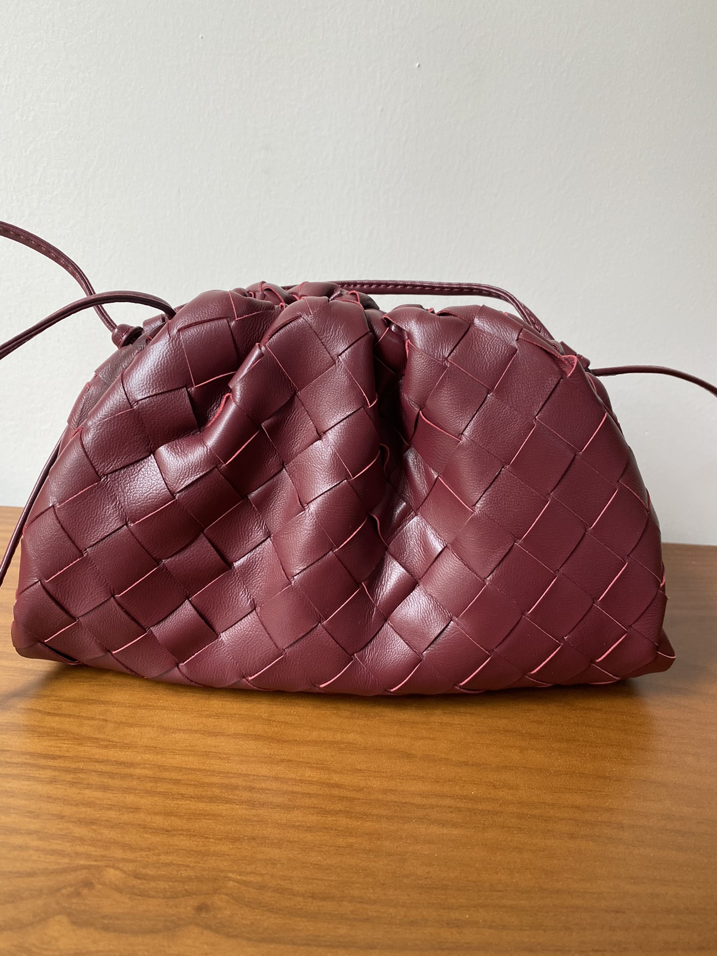 Mini Pouch Intrecciato Leather Clutch Bordeaux